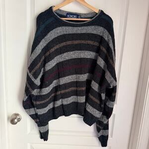 Vintage 90's Knit Sweater Men's XL Made in USA Grandpa Core Gray Black Honors